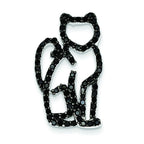 Cat Slide Pendant in Sterling Silver with Black Cubic Zirconia, 27mm - Sophia Jewelers