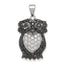 Sterling Silver Black & White CZ Owl Pendant
