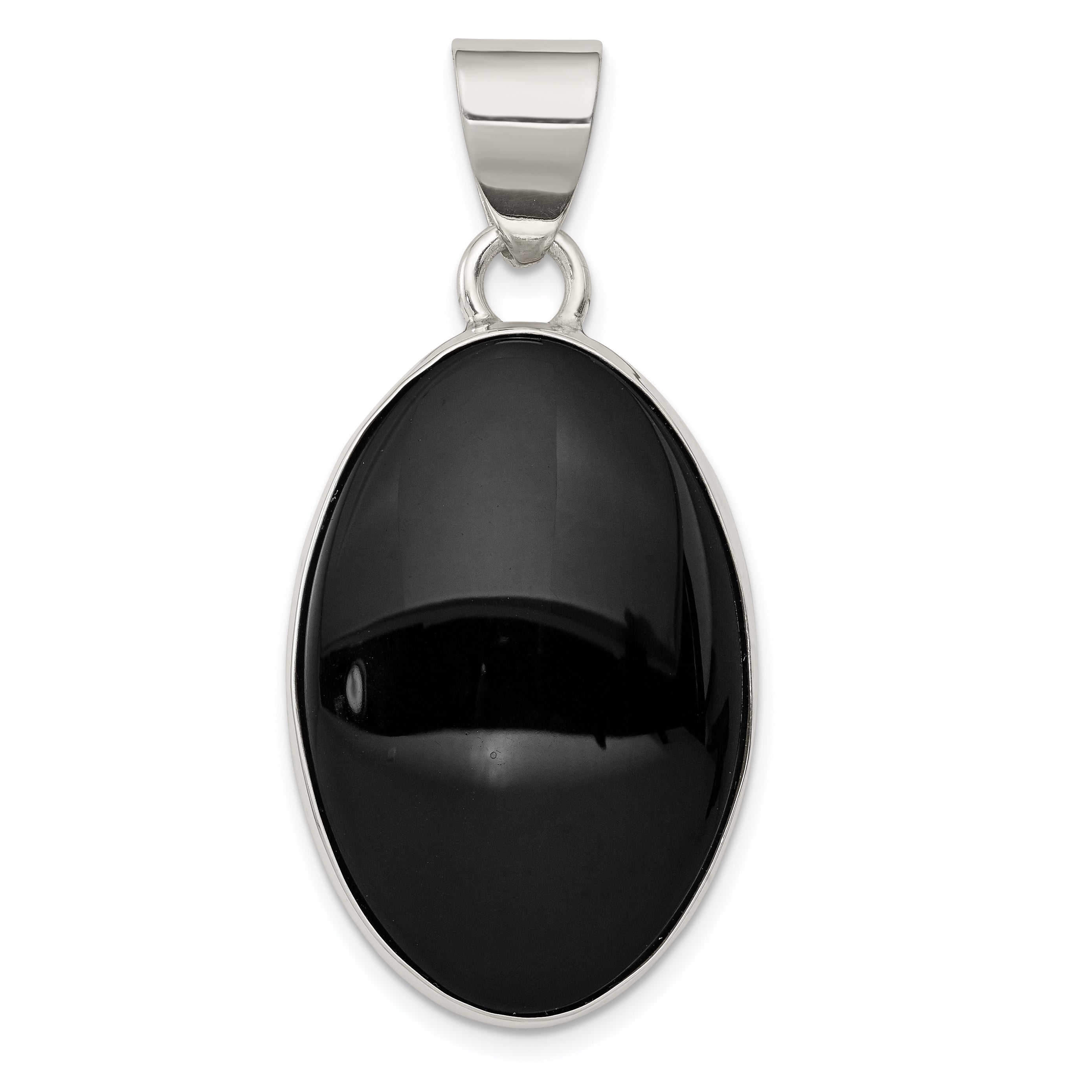 Sterling Silver Onyx Polished Oval Pendant Main image