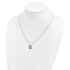 Sterling Silver Black & White Diamond Heart Necklace with Polished Rhodium Finish