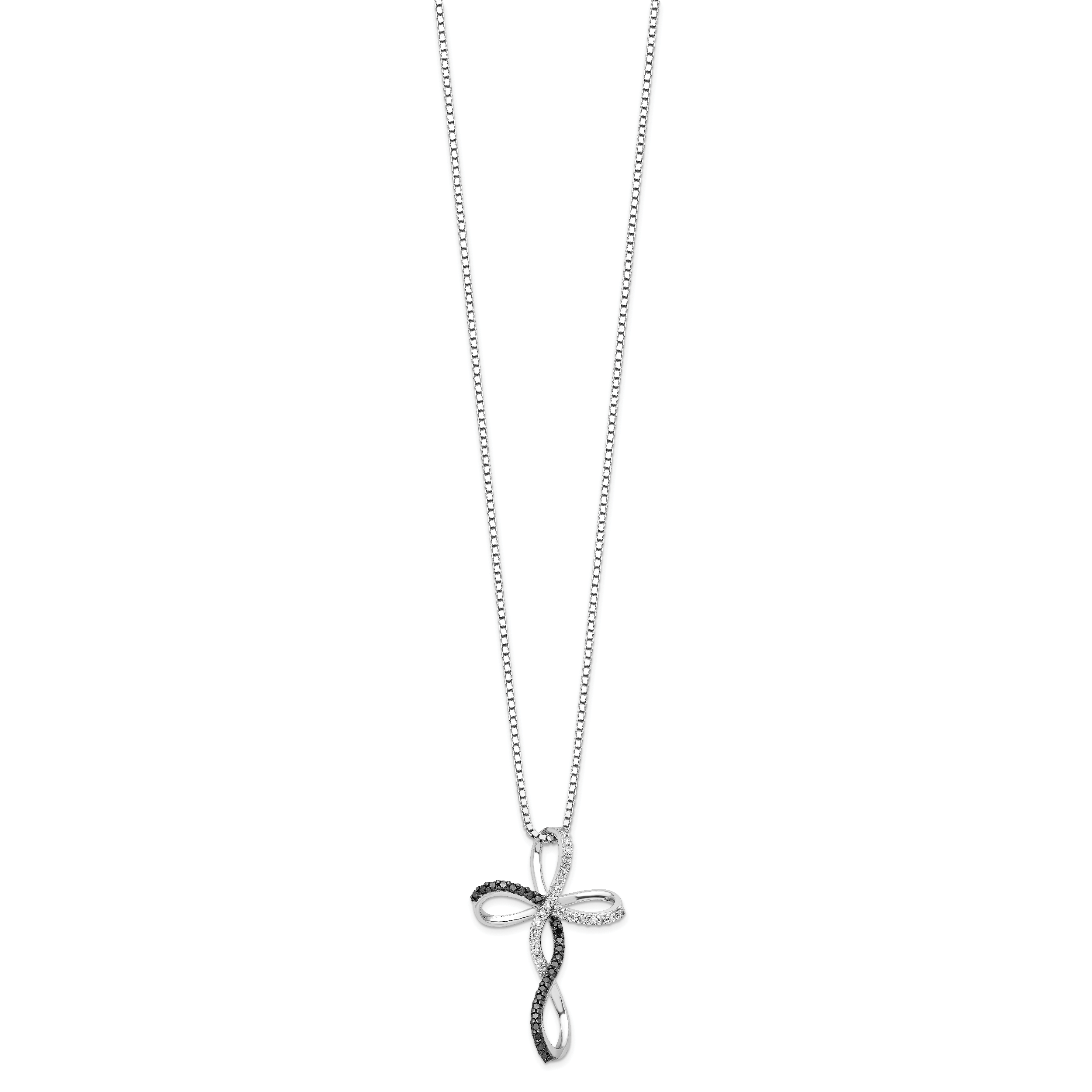 Sophia Jewelers Sterling Silver Diamond Cross Necklace with Extender Secondary image