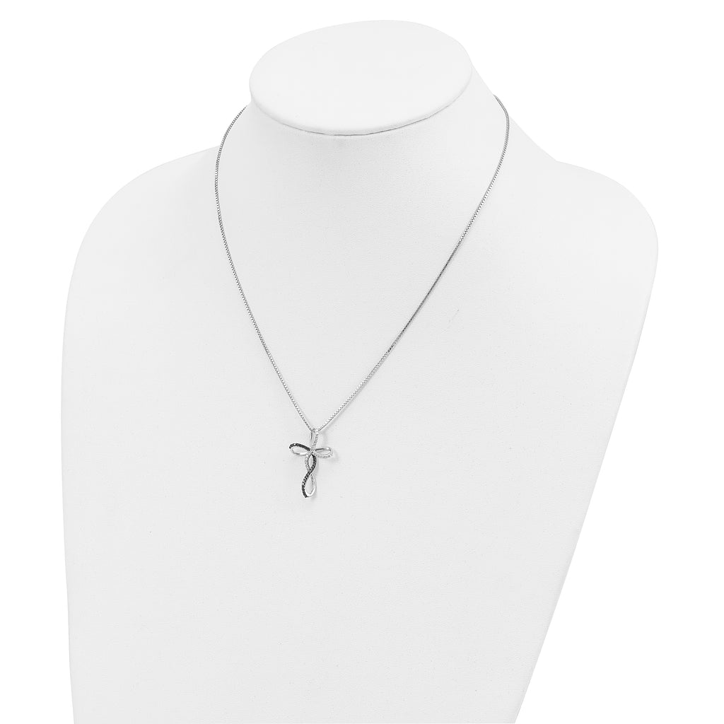 Sophia Jewelers Sterling Silver Diamond Cross Necklace with Extender