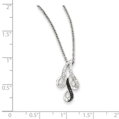 Sterling Silver Black and White Diamond Pendant Necklace