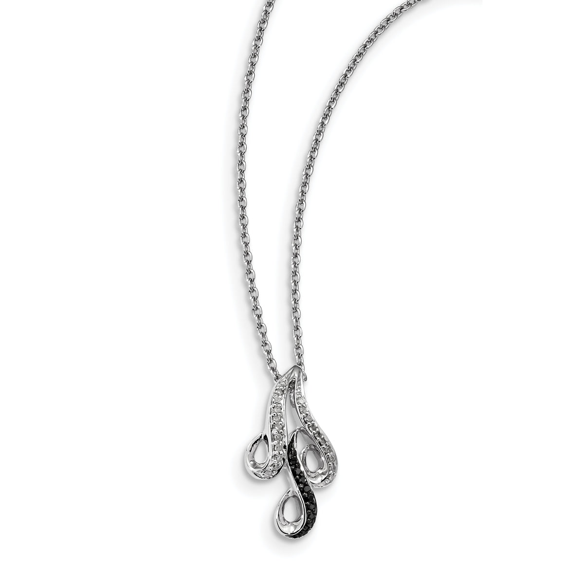 Sterling Silver Black and White Diamond Pendant Necklace