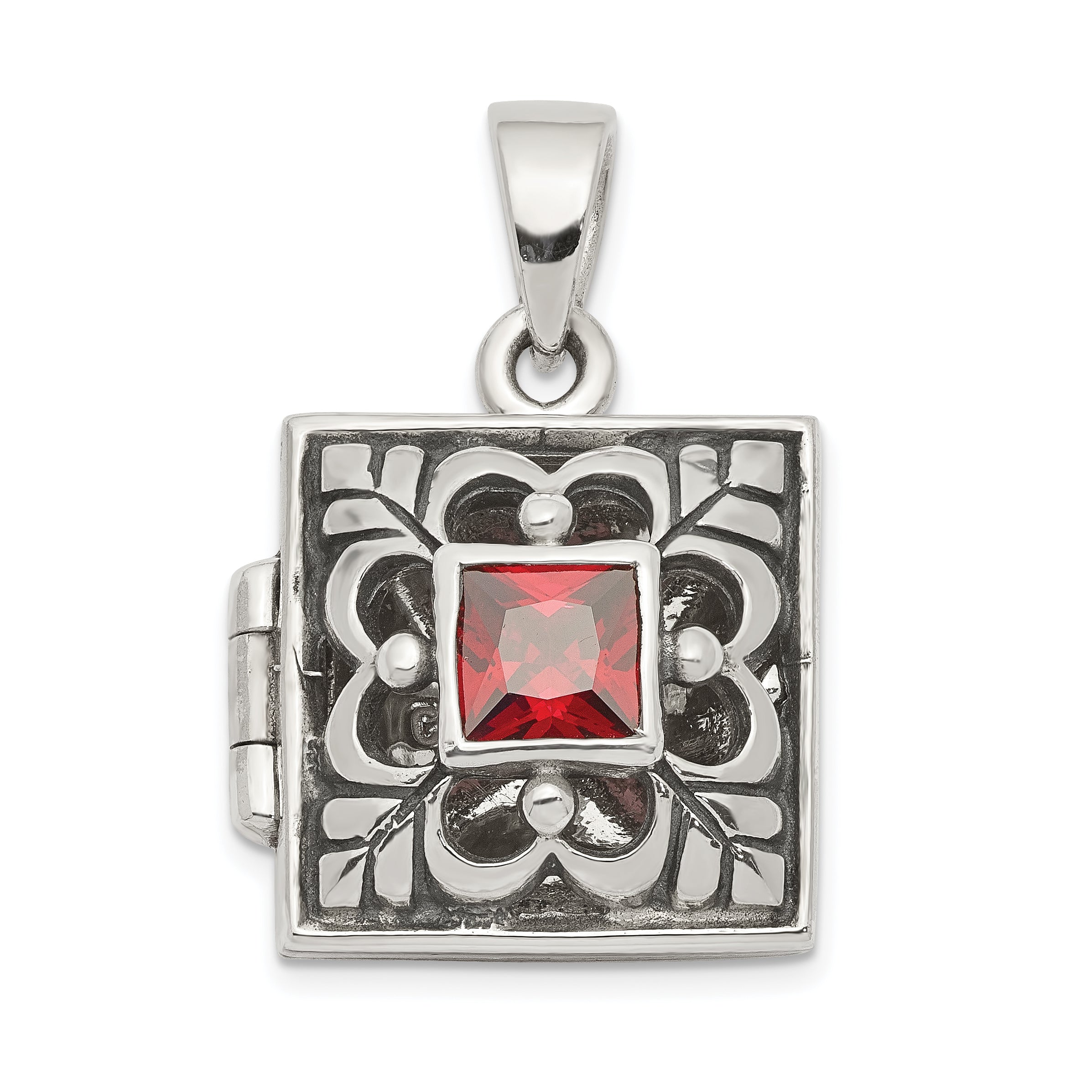 Sterling Silver Garnet Locket Main image