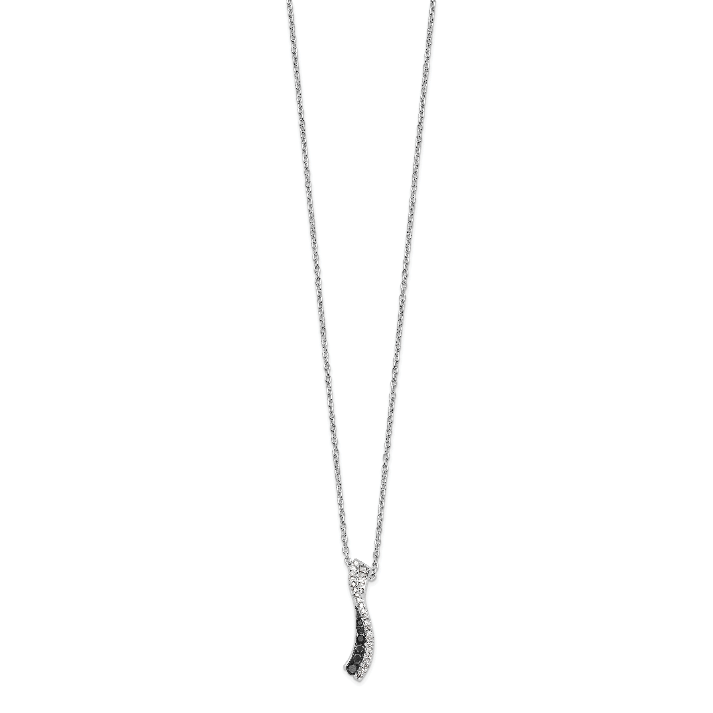 White Night 925 Sterling Silver Diamond Necklace with Black Accents and Extender