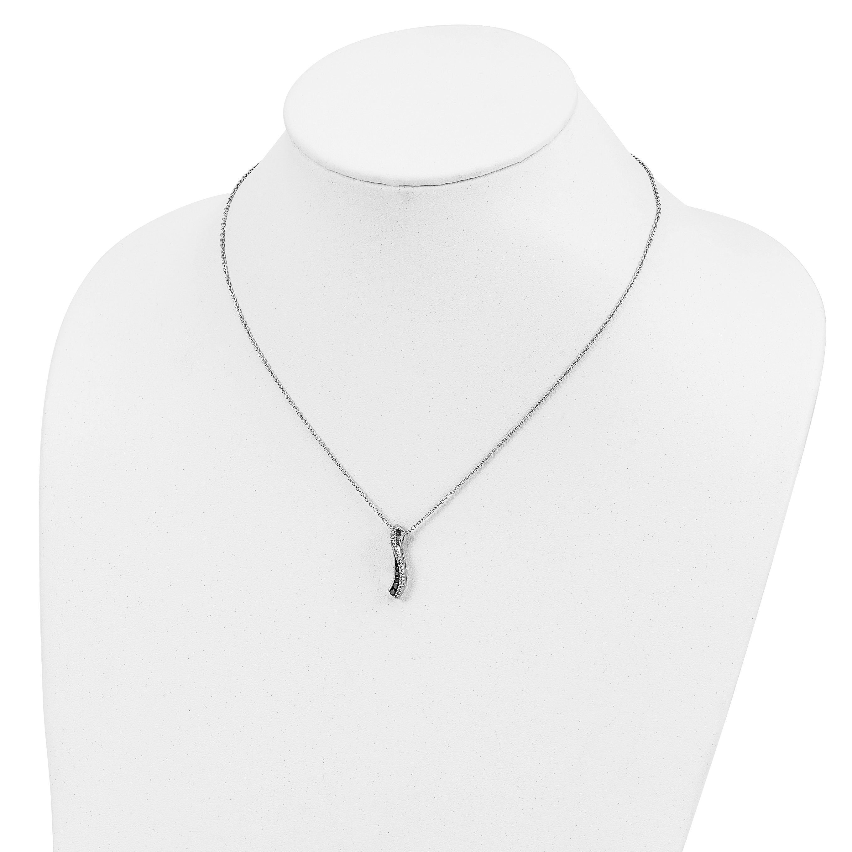 White Night 925 Sterling Silver Diamond Necklace with Black Accents and Extender