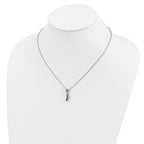 White Night 925 Sterling Silver Diamond Necklace with Black Accents and Extender
