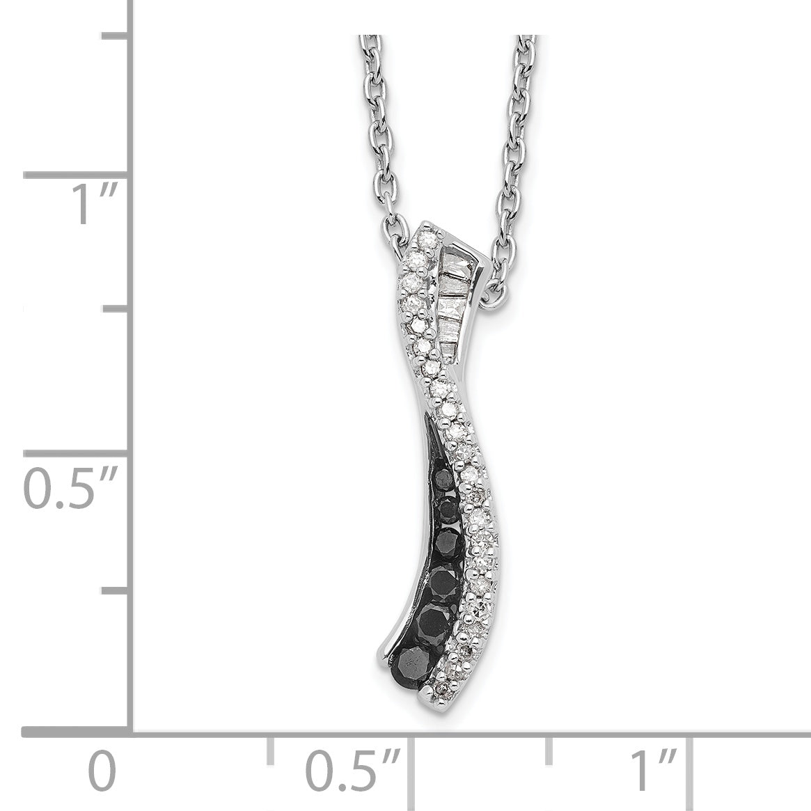 White Night 925 Sterling Silver Diamond Necklace with Black Accents and Extender