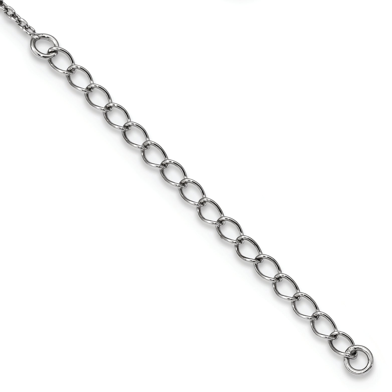 White Night Sterling Silver Diamond Necklace with Rhodium Finish and Extender