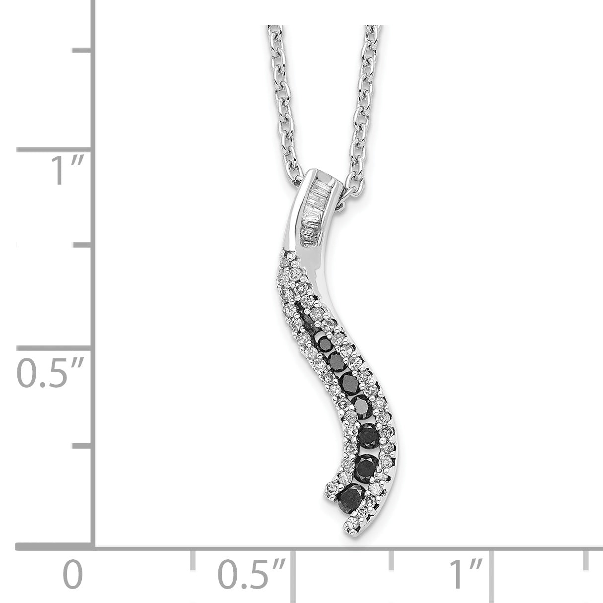 White Night Sterling Silver Diamond Necklace with Rhodium Finish and Extender