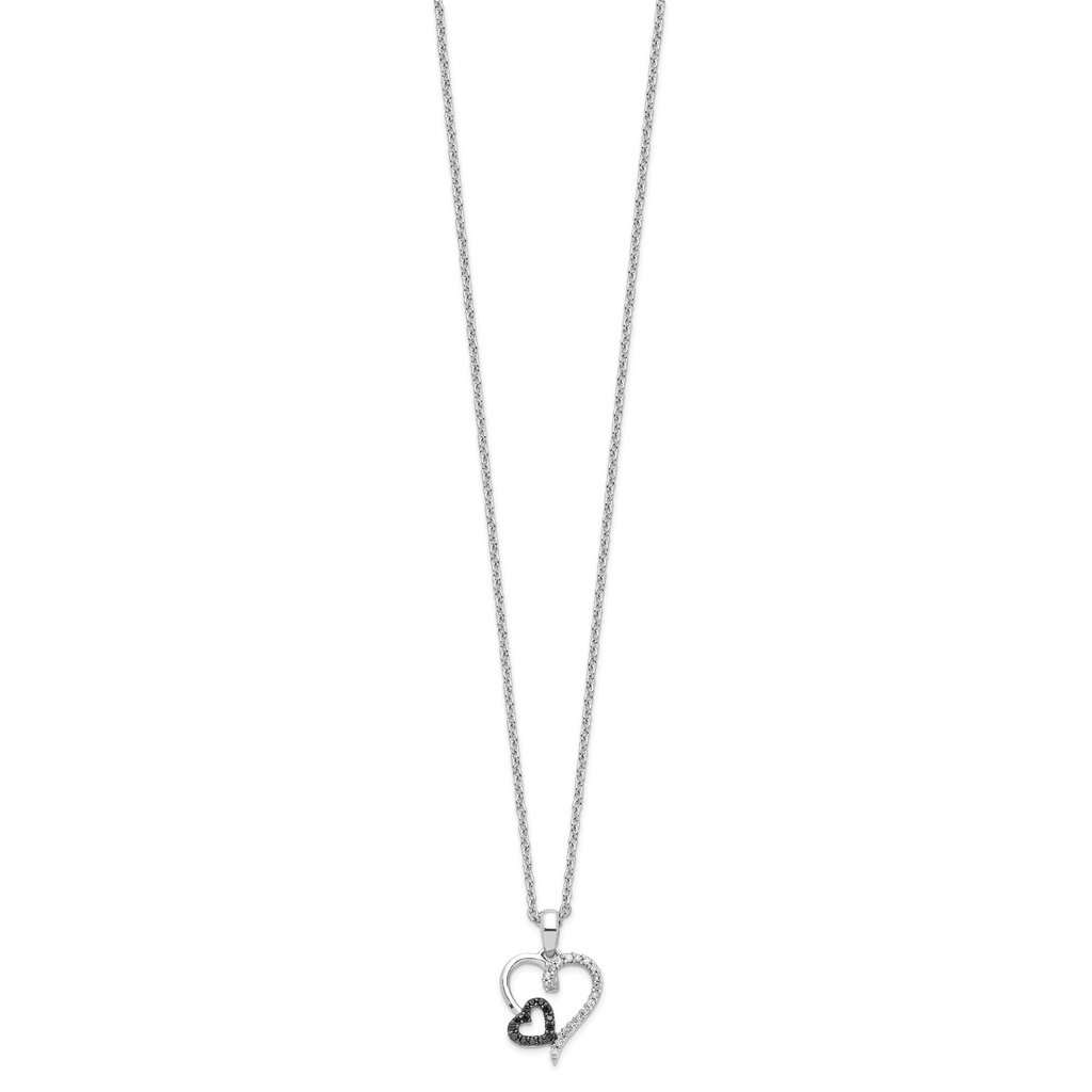 Sophia Jewelers Sterling Silver Diamond Double Heart Necklace Gift Ready