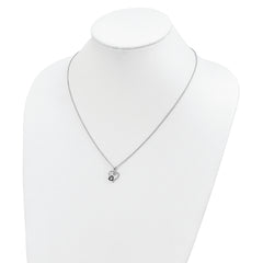 White Night Sterling Silver Rhodium-plated Black and White Diamond Double Heart 18 Inch Necklace with 2 Inch Extender