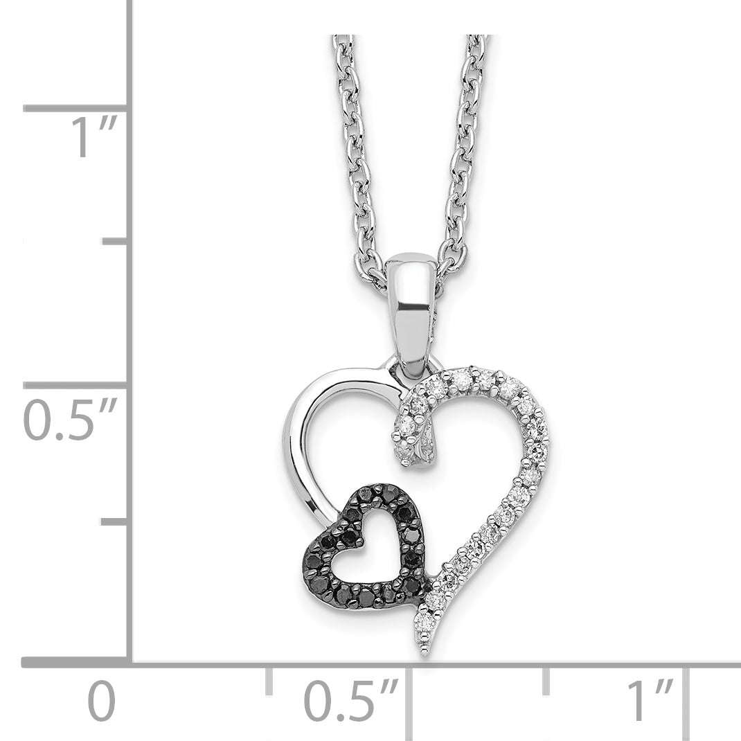 Sophia Jewelers Sterling Silver Diamond Double Heart Necklace Gift Ready