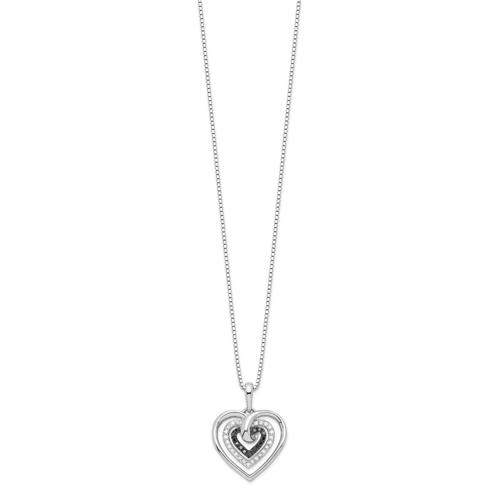 Sophia Jewelers Sterling Silver Diamond Heart Necklace with Extender