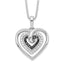 White Night Sterling Silver Rhodium-plated Black and White Diamond Triple Heart 18 Inch Necklace with 2 Inch Extender