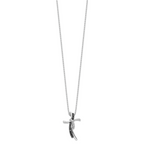 Sophia Jewelers Sterling Silver Diamond Cross Necklace with Rhodium Finish