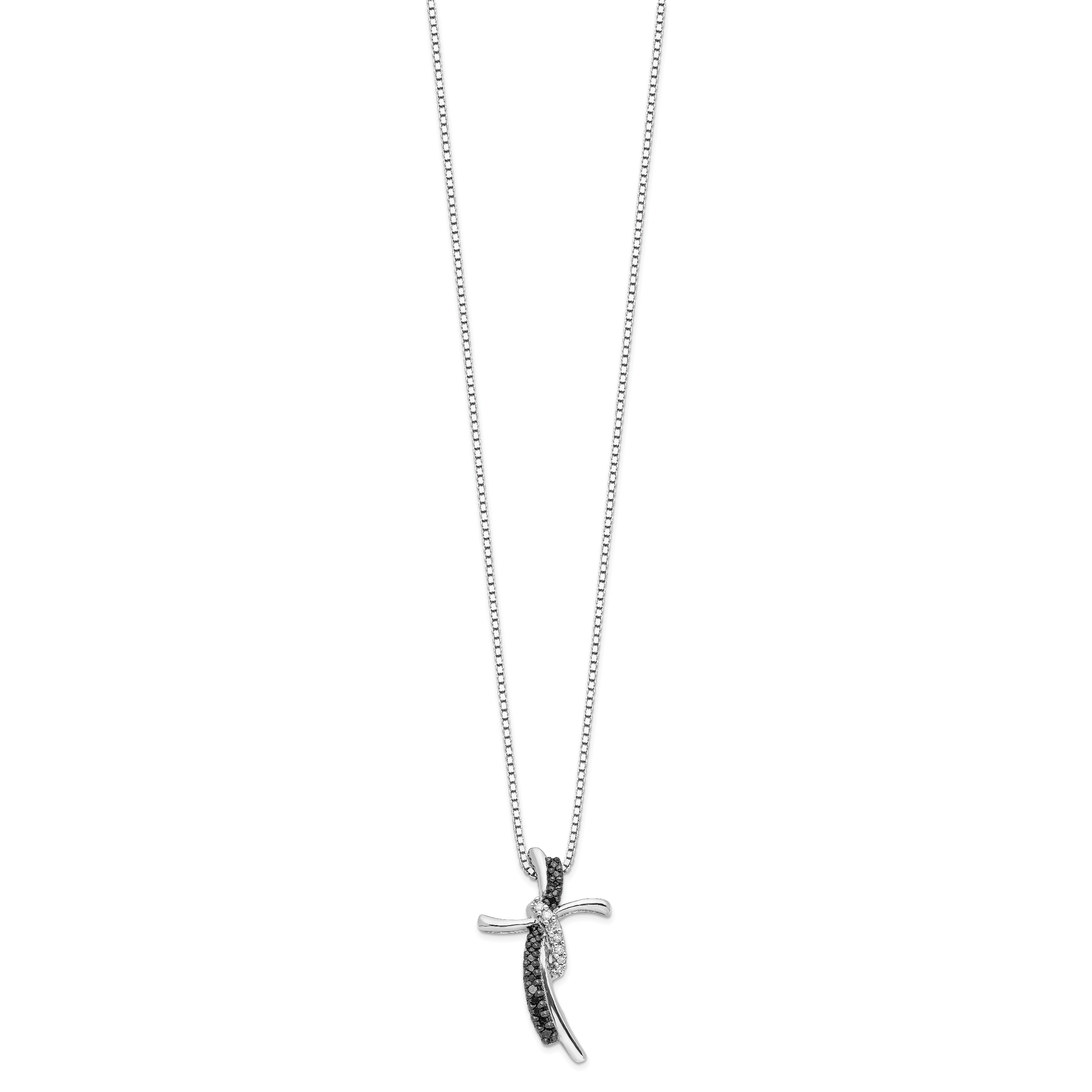 Sophia Jewelers Sterling Silver Diamond Cross Necklace with Rhodium Finish