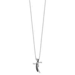 Sophia Jewelers Sterling Silver Diamond Cross Necklace with Rhodium Finish