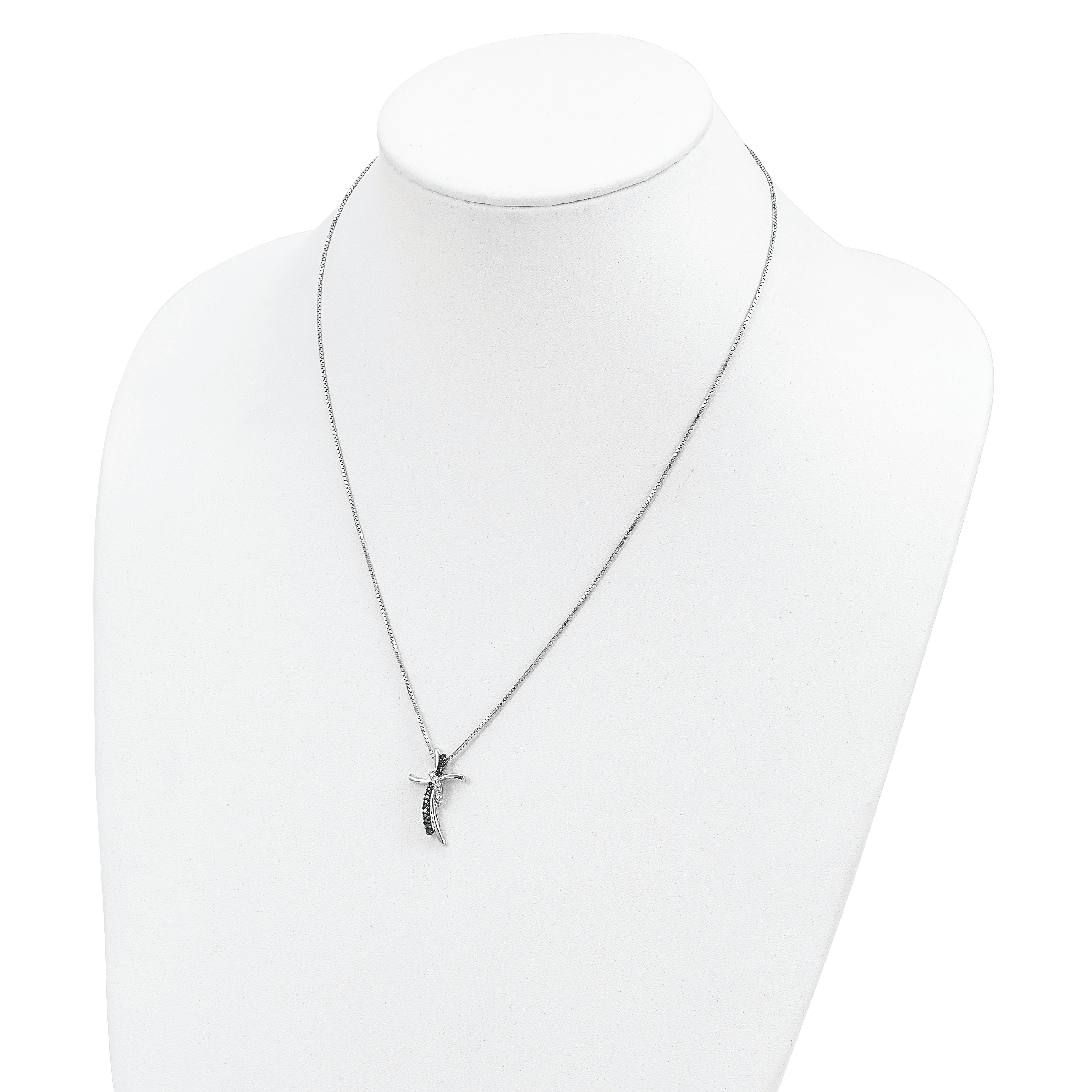 Sophia Jewelers Sterling Silver Diamond Cross Necklace with Rhodium Finish