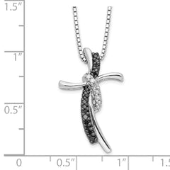 Sophia Jewelers Sterling Silver Diamond Cross Necklace with Rhodium Finish