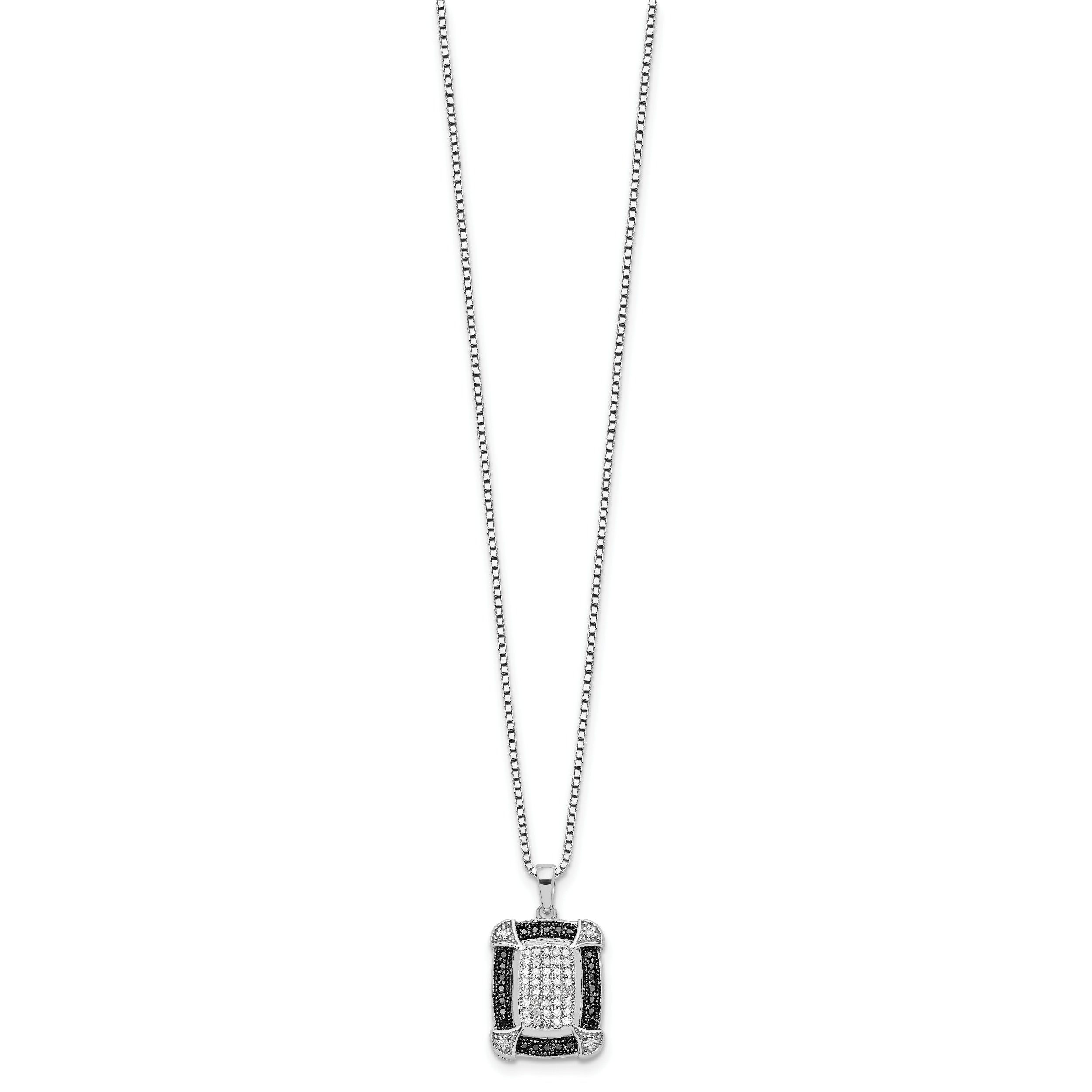White Night Sterling Silver Rhodium-Plated Diamond Necklace with Extender