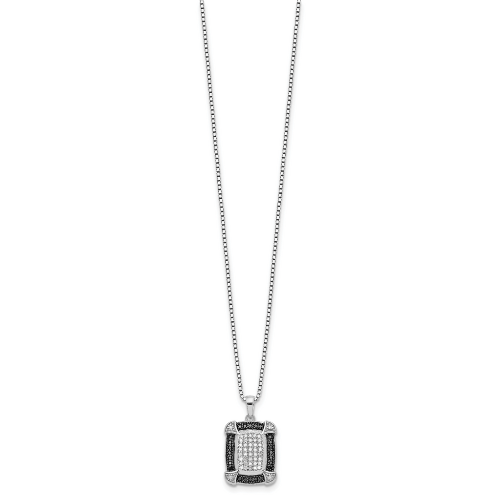 White Night Sterling Silver Rhodium-Plated Diamond Necklace with Extender