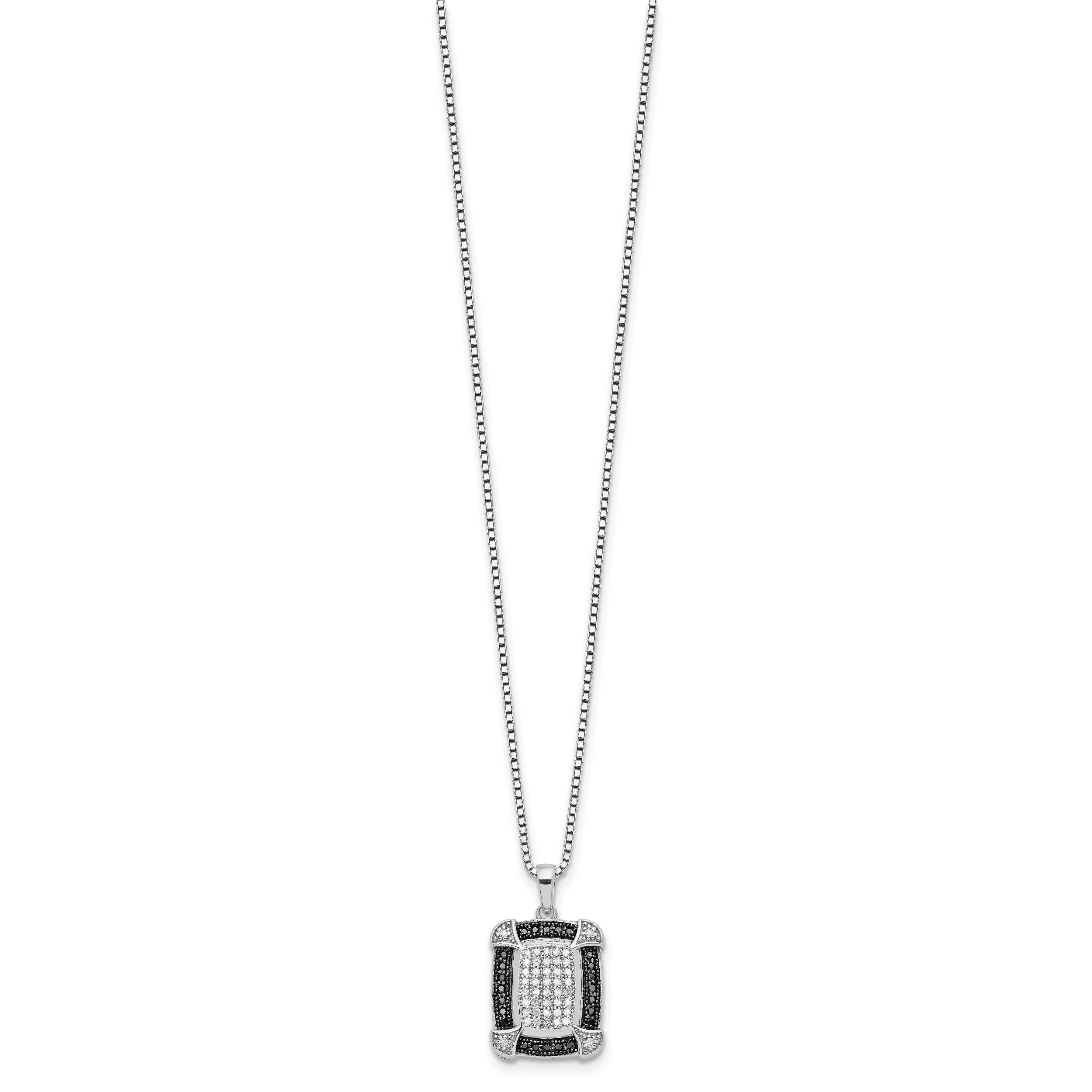 White Night Sterling Silver Rhodium-Plated Diamond Necklace with Extender