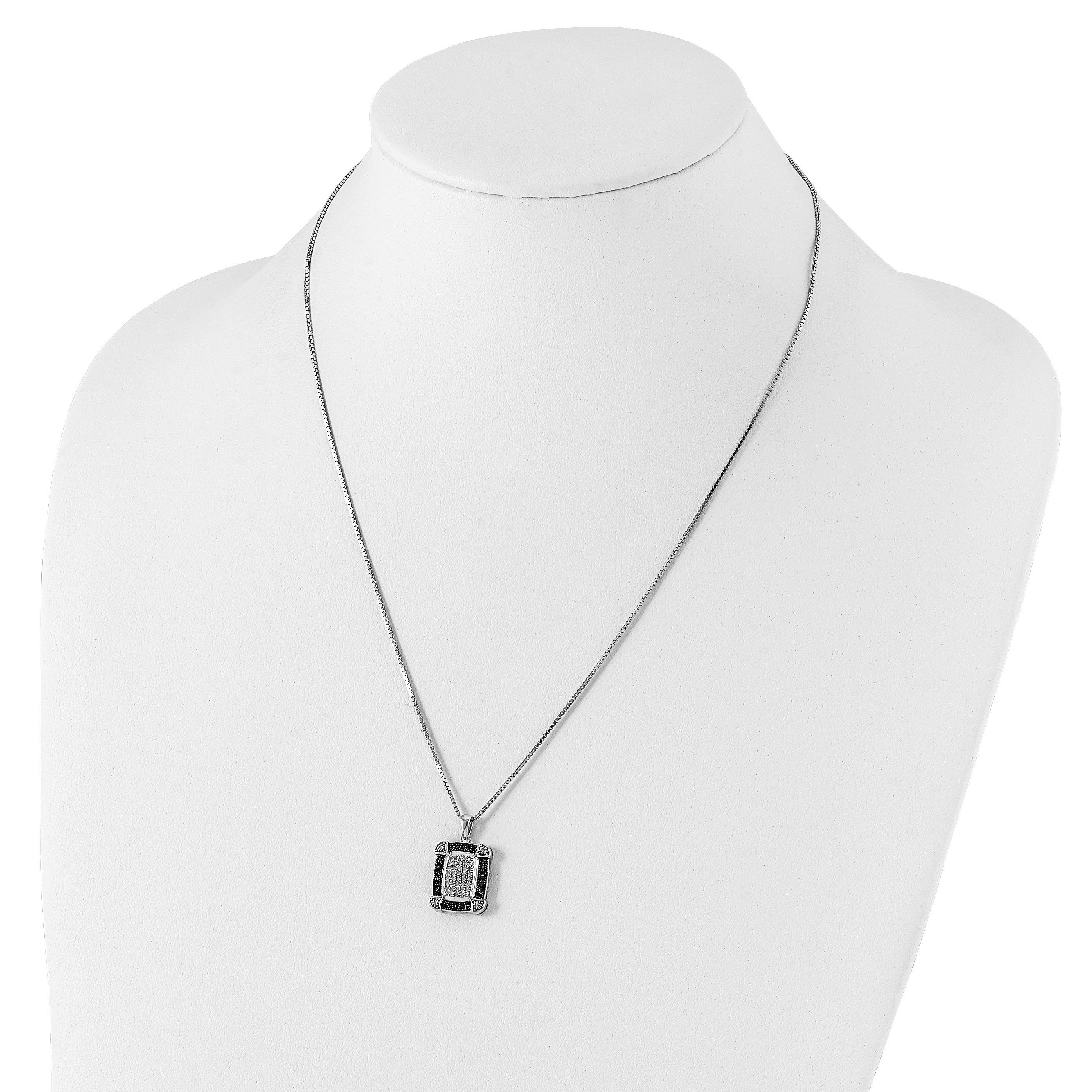 White Night Sterling Silver Rhodium-Plated Diamond Necklace with Extender