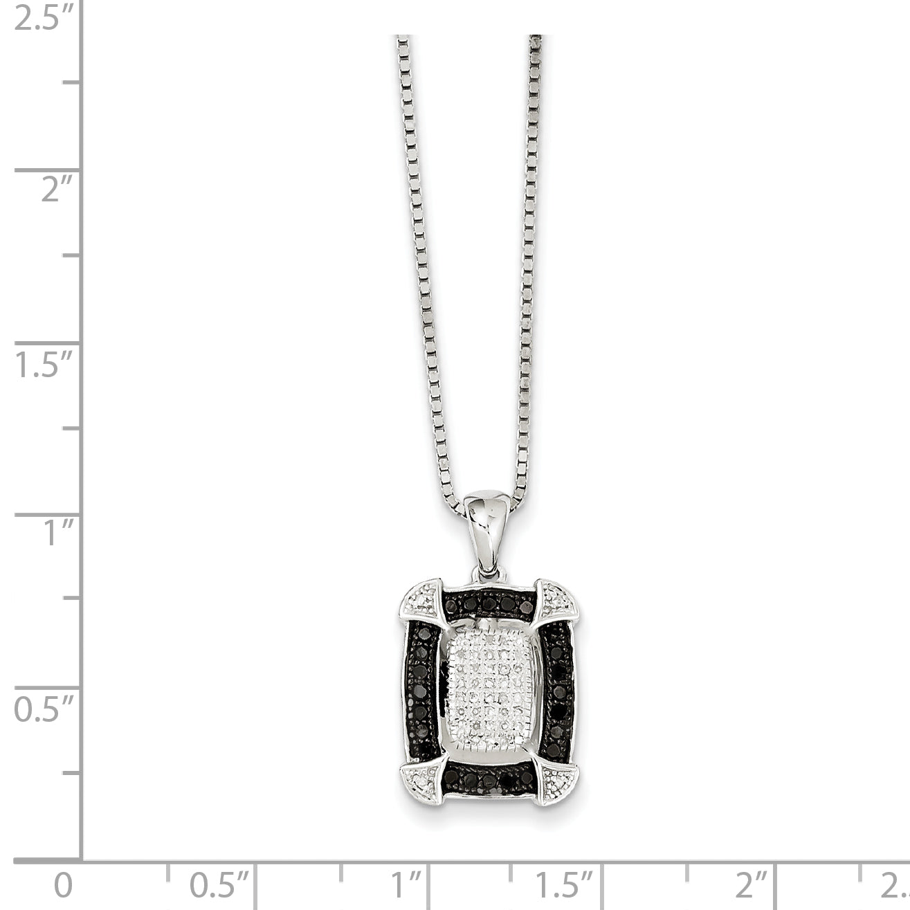 White Night Sterling Silver Rhodium-Plated Diamond Necklace with Extender