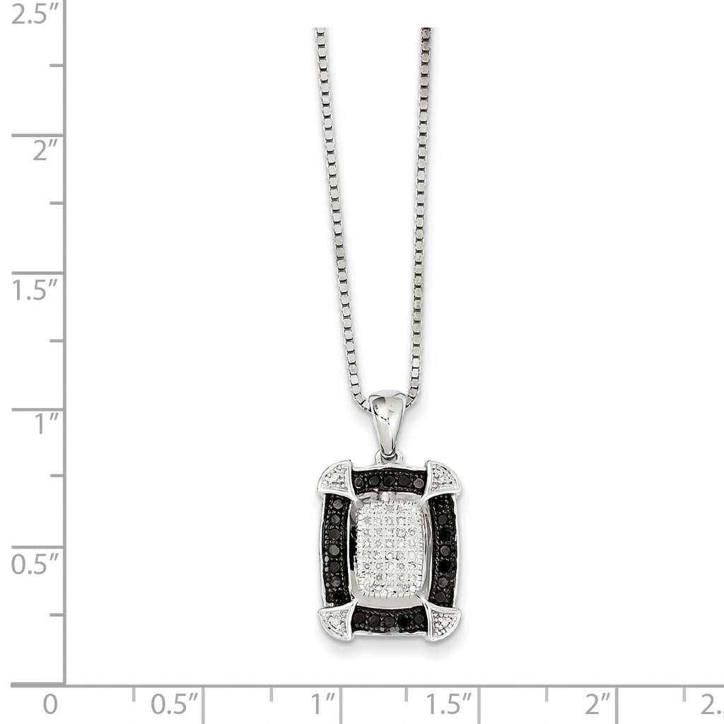 White Night Sterling Silver Rhodium-Plated Diamond Necklace with Extender