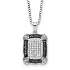 White Night Sterling Silver Rhodium-plated Black and White Diamond 18 Inch Necklace with 2 Inch Extender