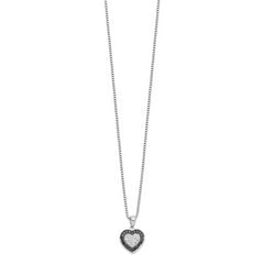 White Night Sterling Silver Diamond Heart Necklace with Extender