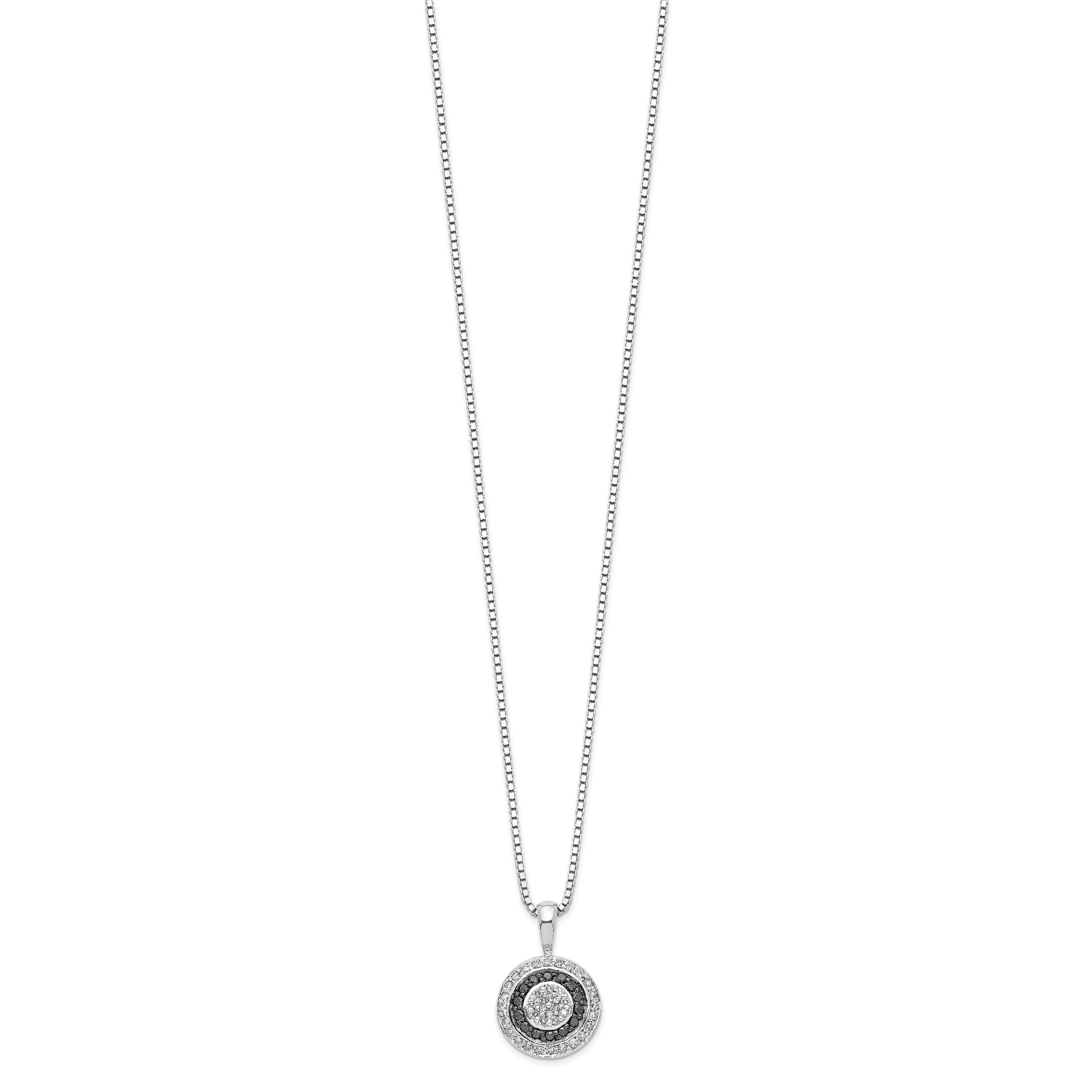 Sophia Jewelers Sterling Silver Circle Pendant Necklace: Black & White Diamonds