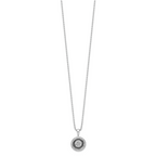 Sophia Jewelers Sterling Silver Circle Pendant Necklace: Black & White Diamonds