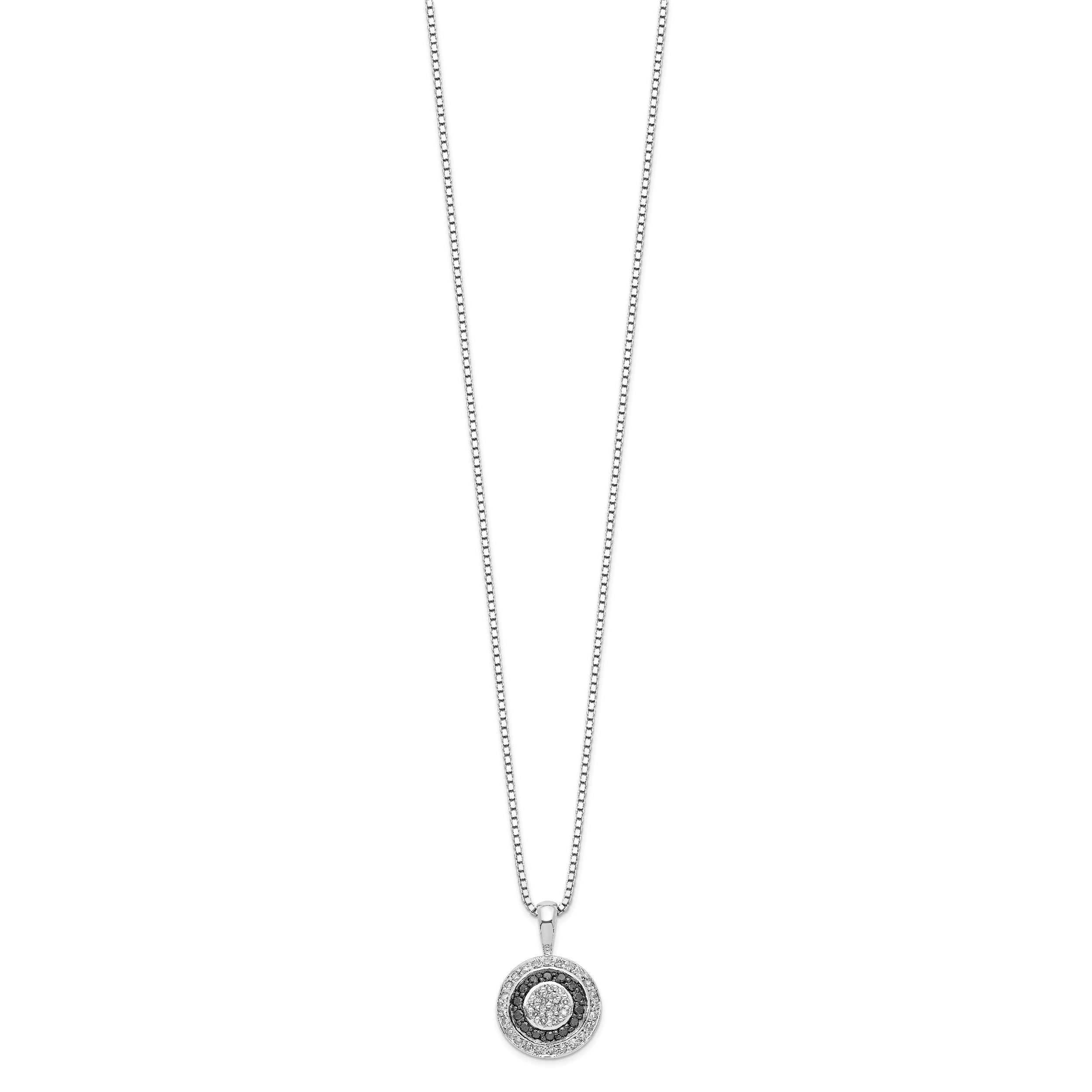 Sophia Jewelers Sterling Silver Circle Pendant Necklace: Black & White Diamonds