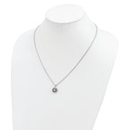 Sophia Jewelers Sterling Silver Circle Pendant Necklace: Black & White Diamonds