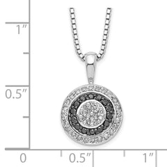 Sophia Jewelers Sterling Silver Circle Pendant Necklace: Black & White Diamonds