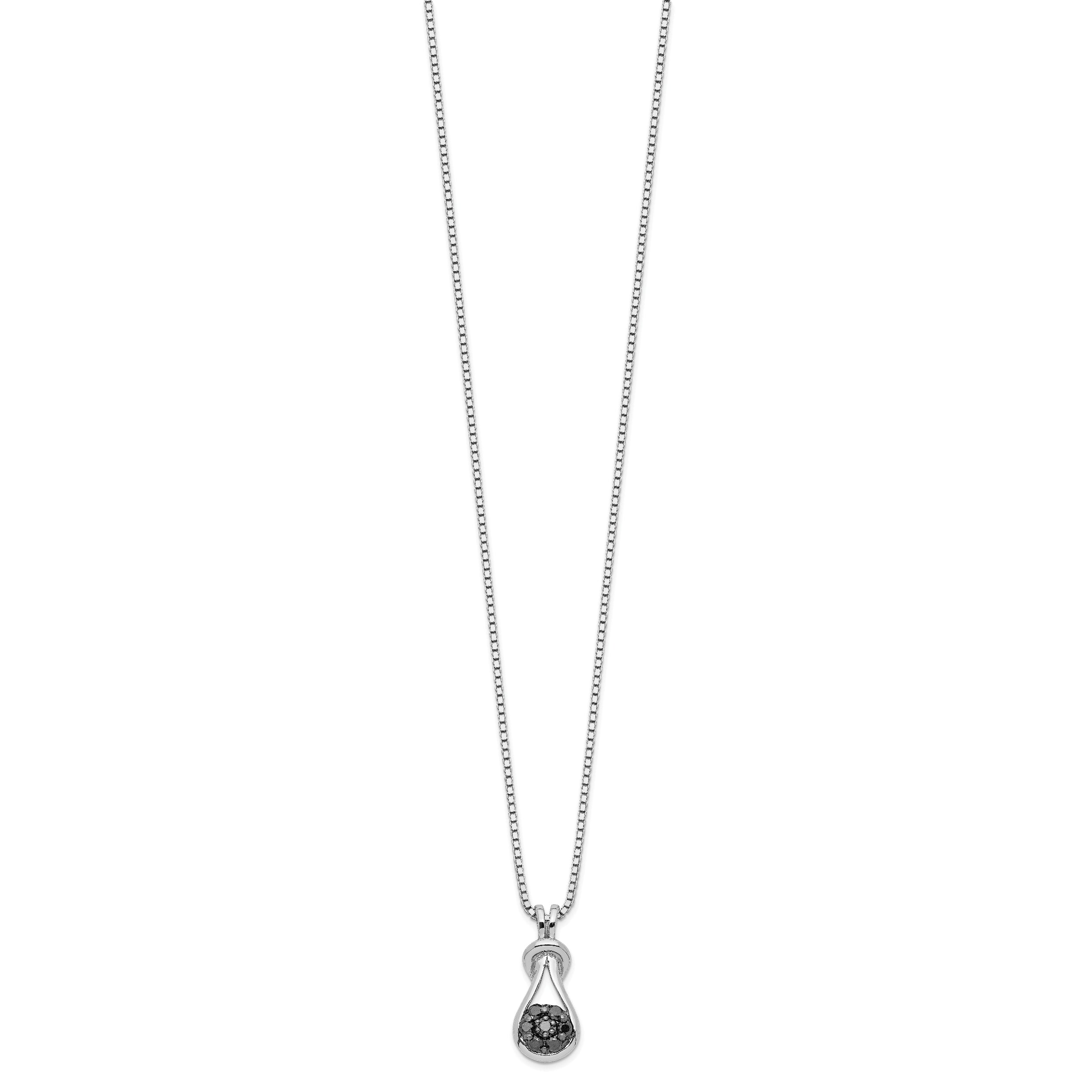 Sophia Jewelers Sterling Silver Black Diamond Love Knot Necklace with Extender