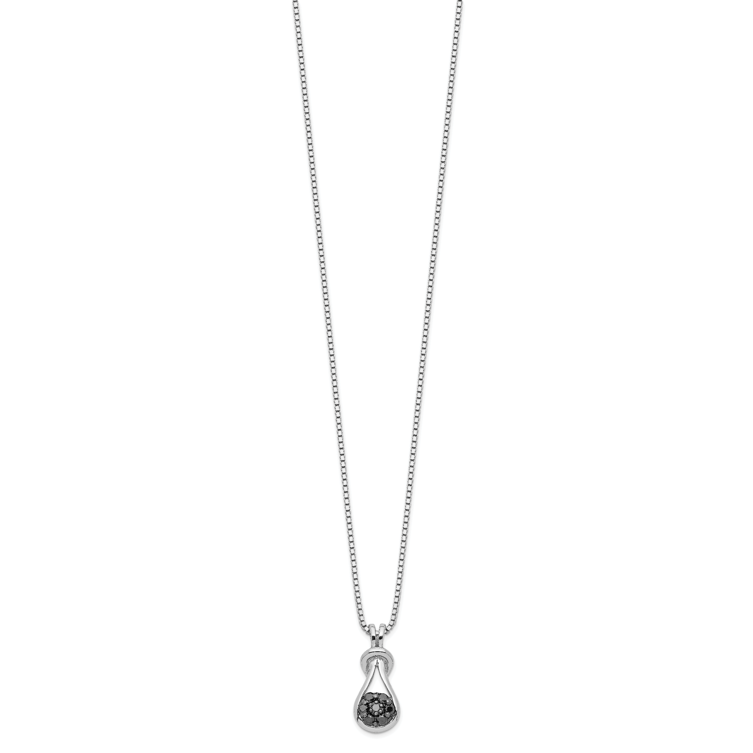 Sophia Jewelers Sterling Silver Black Diamond Love Knot Necklace with Extender Secondary image