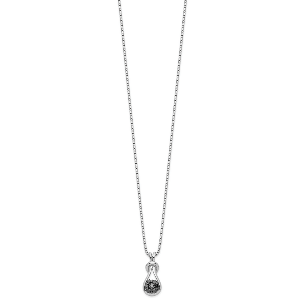 Sophia Jewelers Sterling Silver Black Diamond Love Knot Necklace with Extender