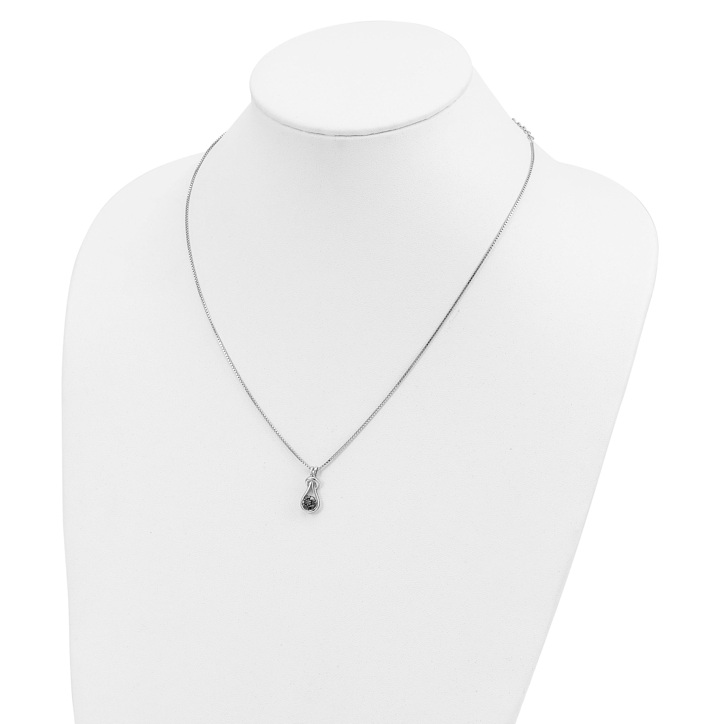 Sophia Jewelers Sterling Silver Black Diamond Love Knot Necklace with Extender