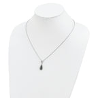 White Night Sterling Silver Rhodium-plated Black and White Diamond Double Teardrop 18 Inch Necklace with 2 Inch Extender