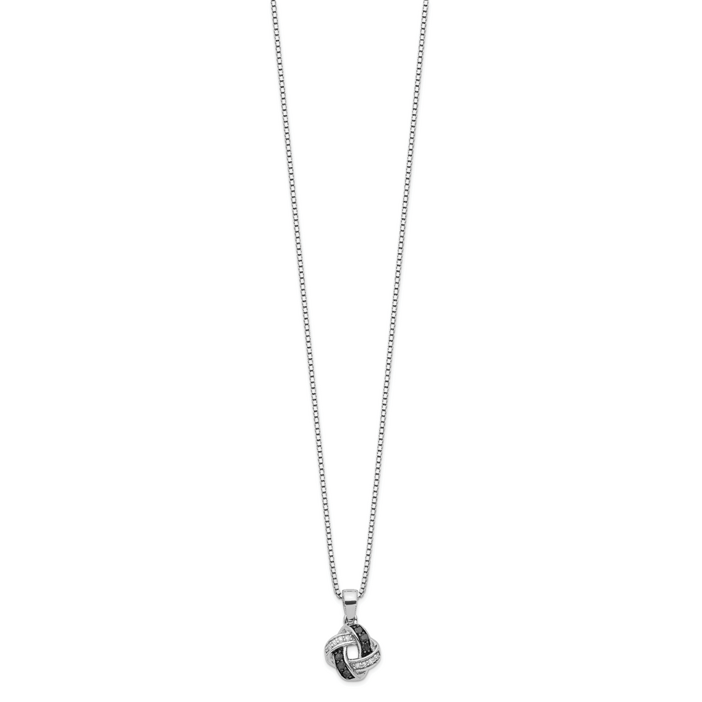 925 Sterling Silver Black & White Diamond Necklace with Extender Elegant & Gift Ready