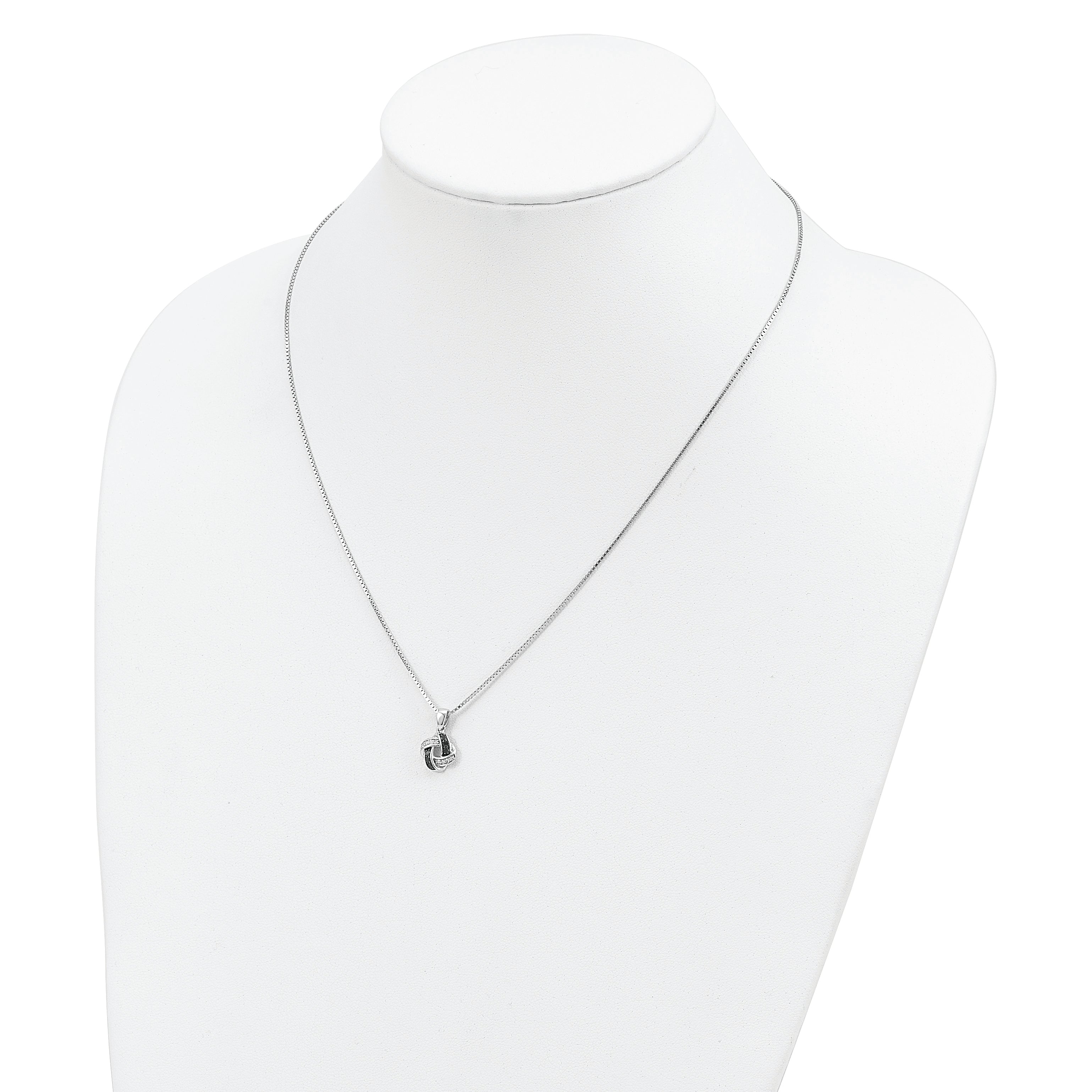 925 Sterling Silver Black & White Diamond Necklace with Extender Elegant & Gift Ready - 18