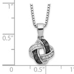 925 Sterling Silver Black & White Diamond Necklace with Extender Elegant & Gift Ready