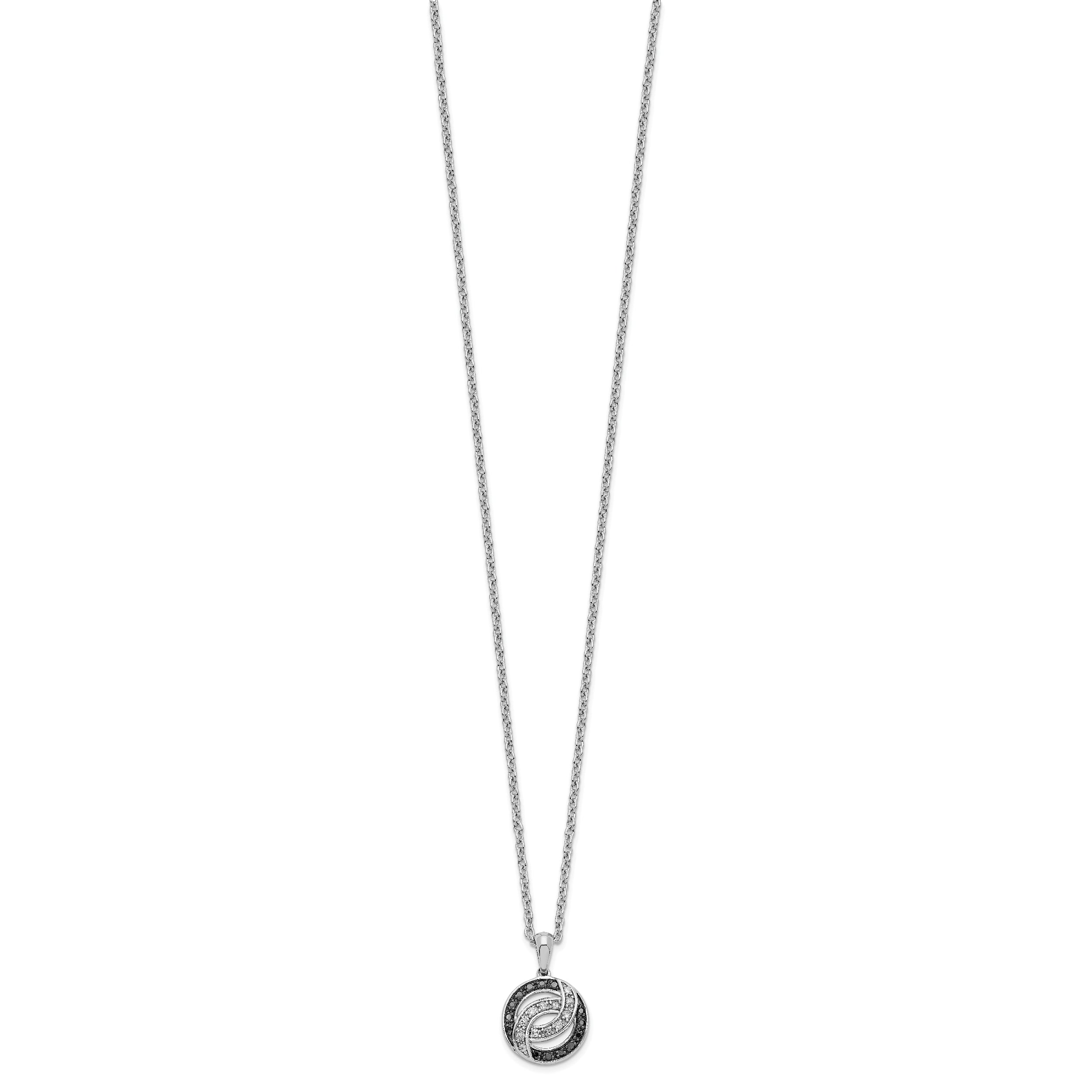 White Night Sterling Silver Diamond Necklace with Black and White Stones