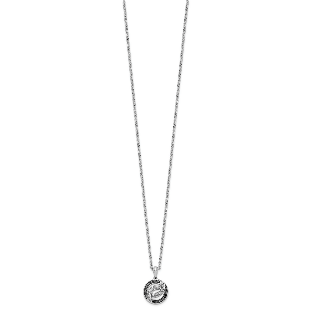 White Night Sterling Silver Diamond Necklace with Black and White Stones