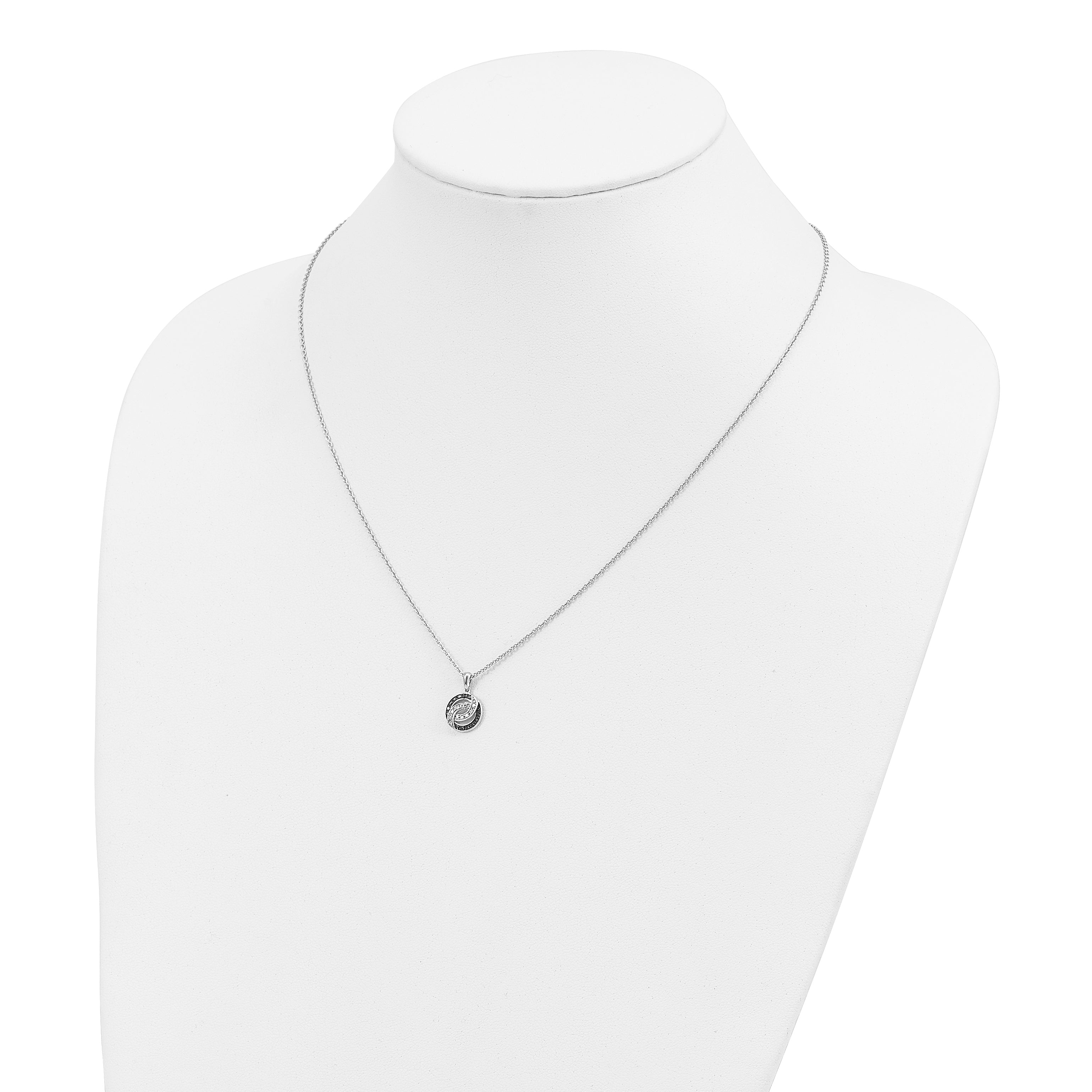 White Night Sterling Silver Diamond Necklace with Black and White Stones