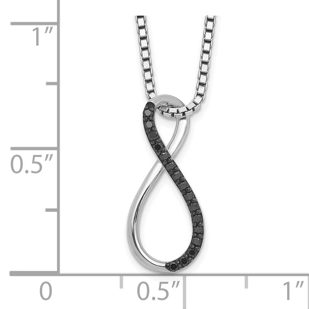 Sterling Silver Infinity Necklace with Black Diamonds & Rhodium Finish